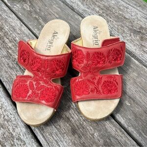 Alegria Embroidered Floral Red Sandals